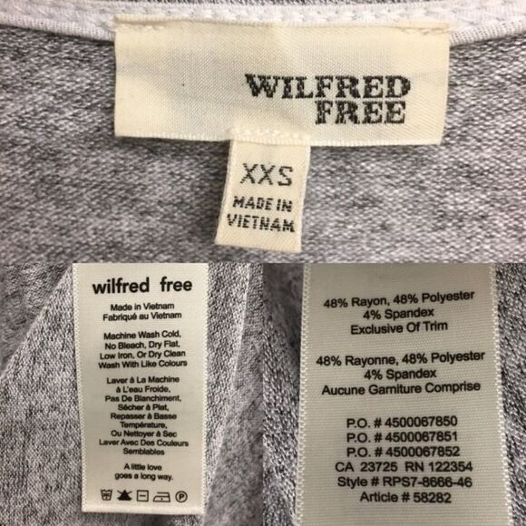 ARITZIA Oversized V-Neck Casual Long Sleeve Mini Dress Grey XXS - Picture 4 of 4